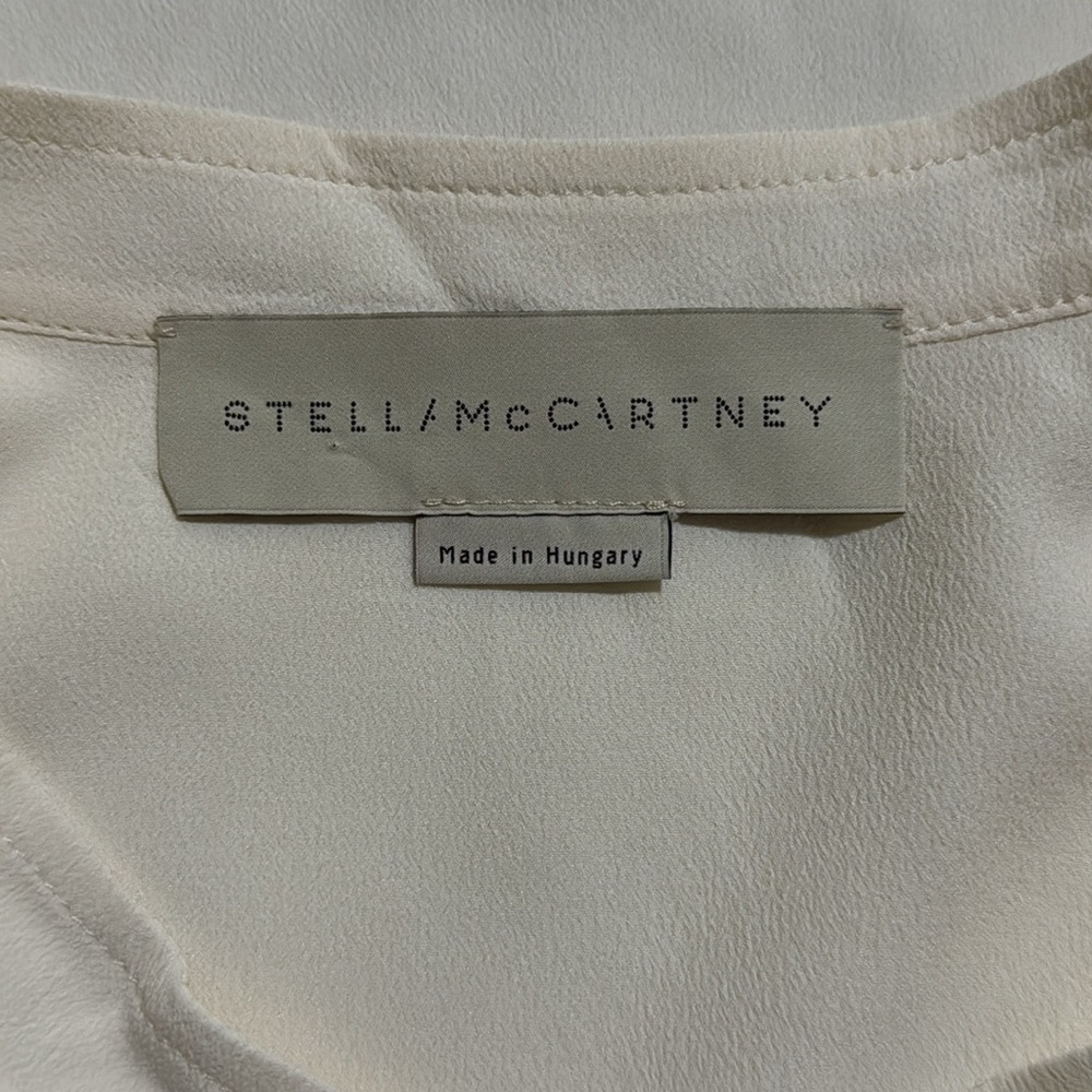 Stella McCartney Estelle Silk Long Sleeve Stand Collar Blouse Cream-40 (US 4-6) - Picture 8 of 12